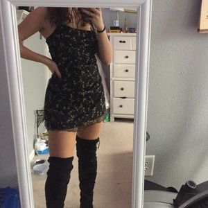 Cute tiny black and beige floral dress